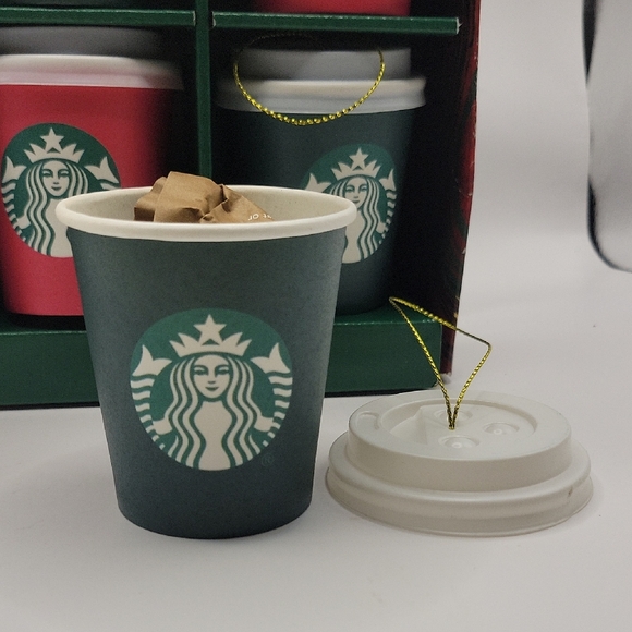 Starbucks Festive Cocoa Christmas Ornament Collection Set Of 6 MINI Cups - Picture 4 of 5